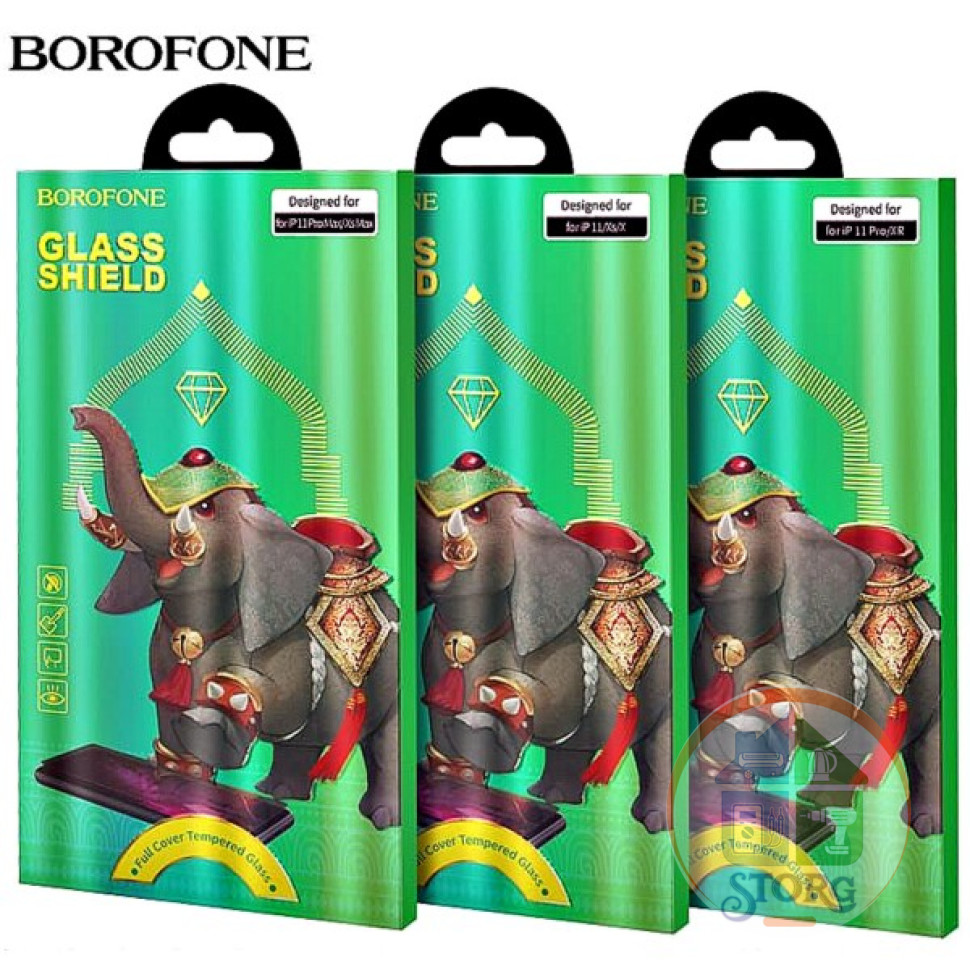 Стекло защитное BOROFONE Elephant series full screen silk screen tempered glass IPHONE 12 mini (5.4) (black)