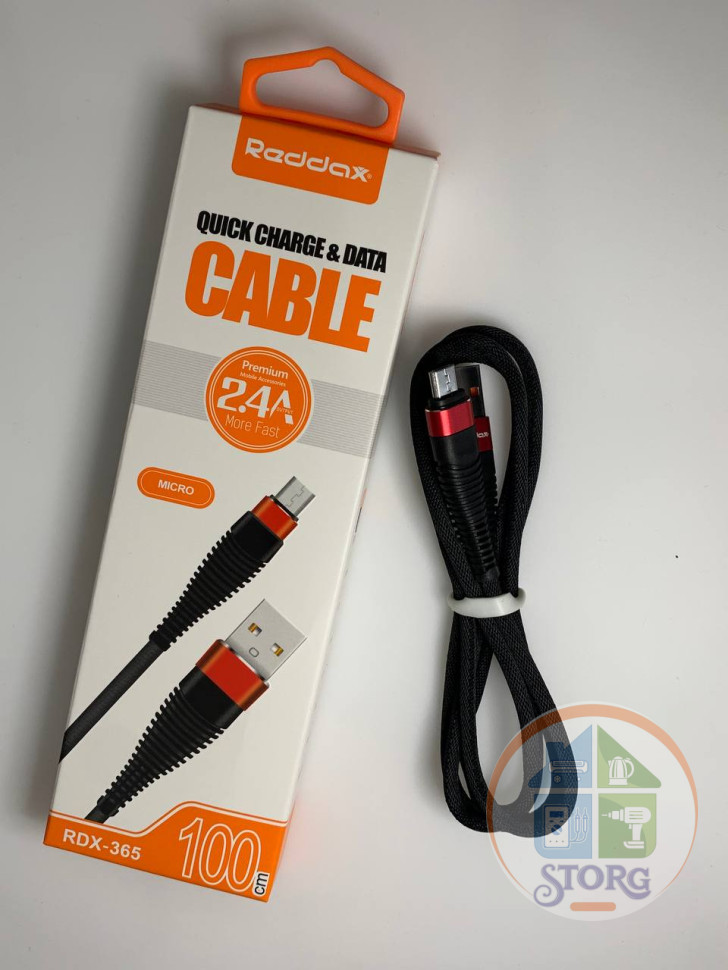 USB кабель Reddax RDX-365 micro usb 1м нейлон (black)