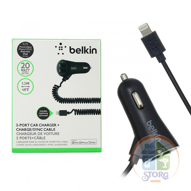 АЗУ BELKIN 5V2,4A + кабель Lightning Black-16
