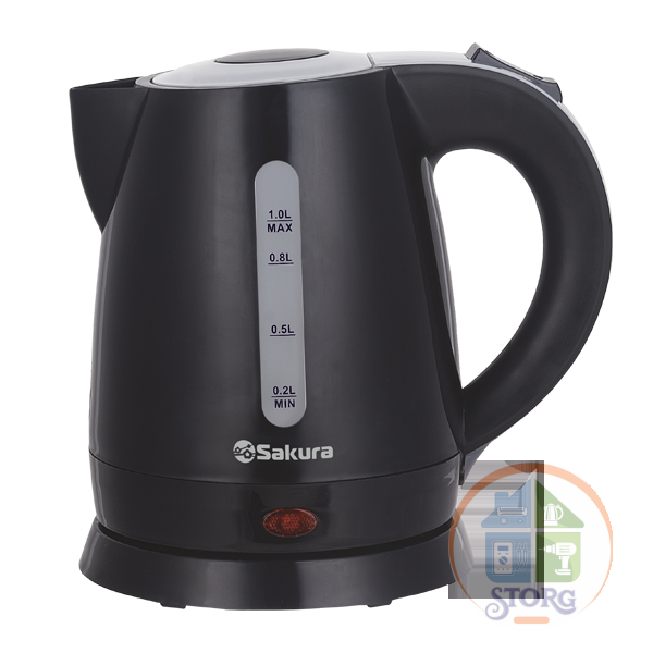 Чайник электрический SAKURA SA-2342BKG (Черный; Объем 1л; Мощность 1600Вт; Пластиковый; Подсветка)