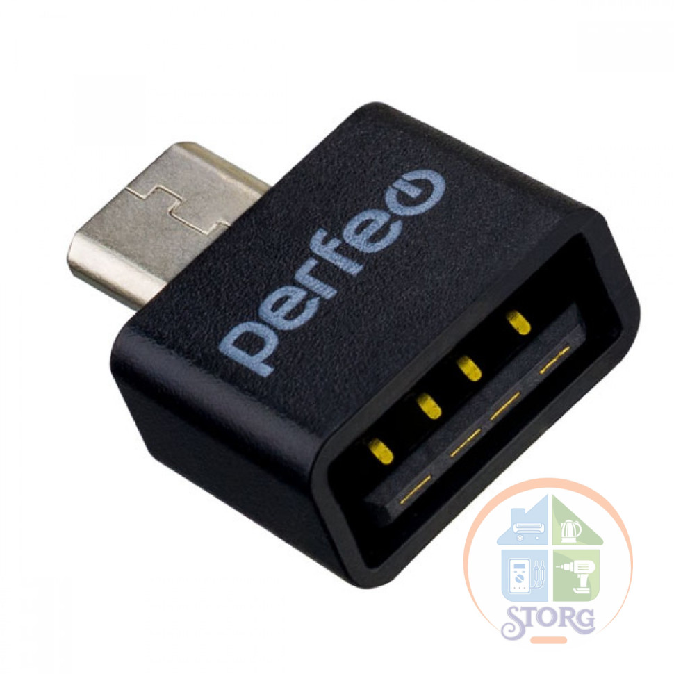 Perfeo adapter USB на micro USB c OTG (PF-VI-O010 Black) чёрный