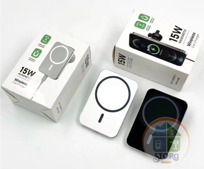 Холдер (автодержатель) MagSafe Charger 15W СТАНДАРТ X16 Белый ( В Упаковке) с БЕСПРОВОДНОЙ ЗАРЯДКОЙ!