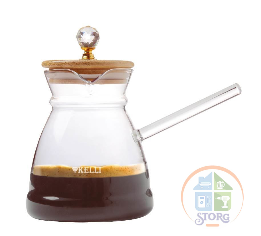 Стеклянная турка жаропрочная KELLI KL-3230 объем  0,6 л