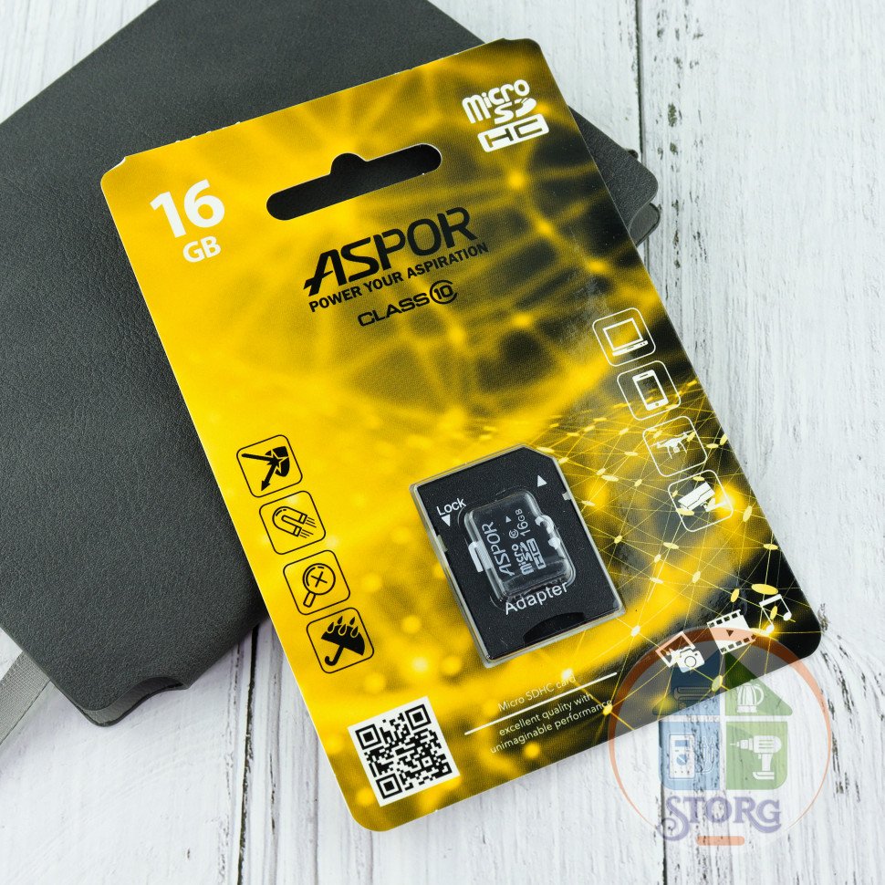 Карта памяти Aspor microSDHC 16GB Class10 UHS-I + adapter нс