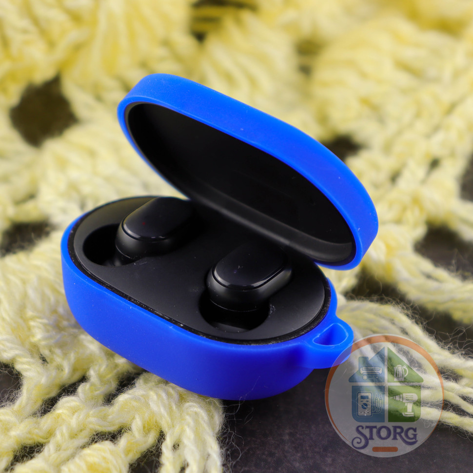 Чехол силиконовый с карабином для AirDods/AirDots 2 Bright Blue (7)