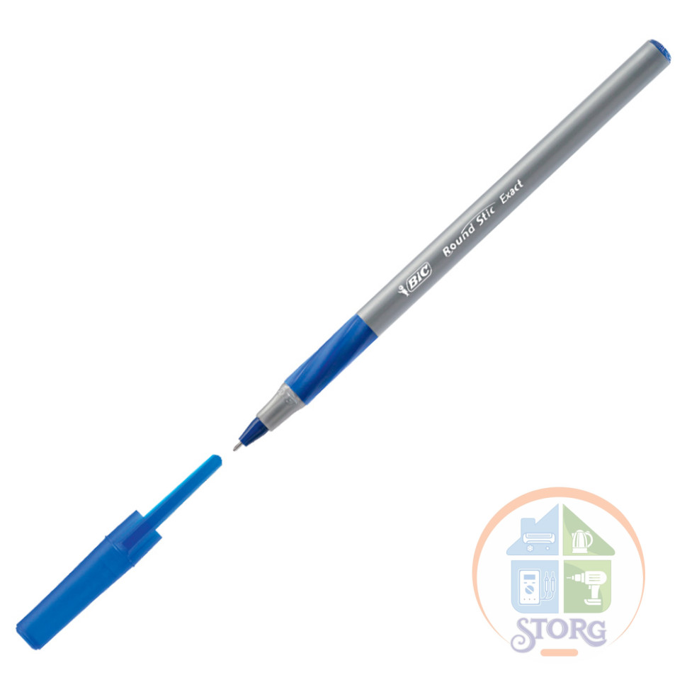 Ручка шариковая синяя BIC "Раунд Стик Экзакт" 0,28 мм, пластик, инд.маркировка, 918543