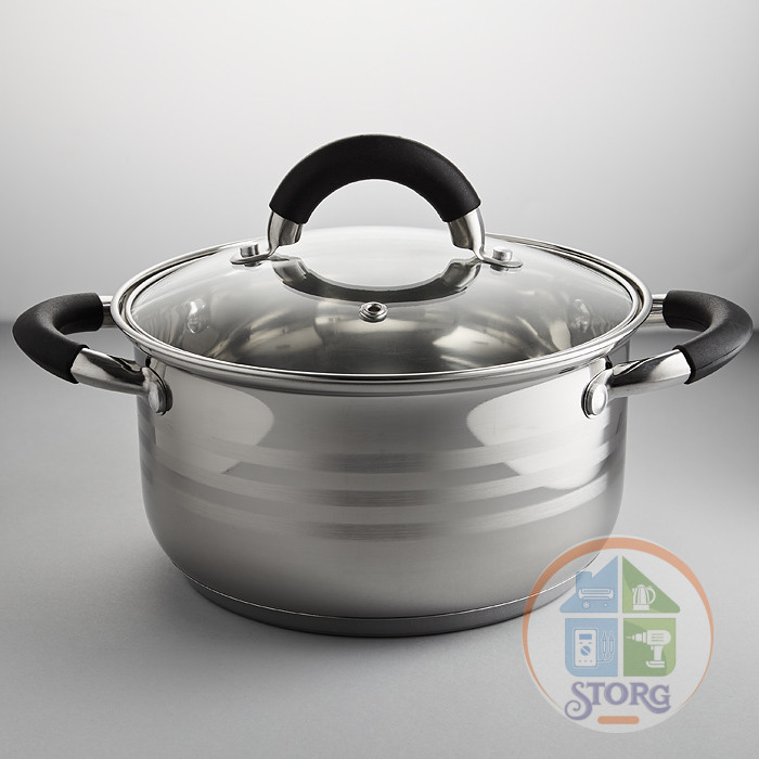 Кастрюля WEBBER BE-195/2 (Диаметр 16см; Объем 1.9л; Нерж.сталь; Стекл.крышка)