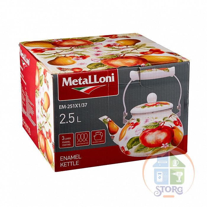 Чайник эмалированный Metalloni EM-251X1/37 "Фруктовый cад", с керамической ручкой 2,5л. (8)