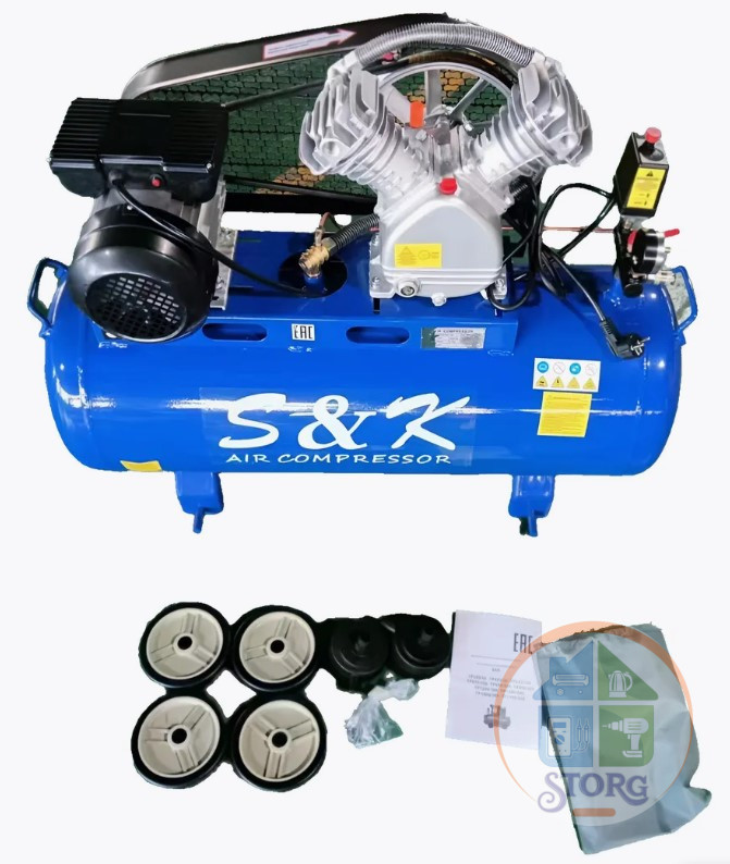 Компрессор ременной S&K  TP440 /100л.мин / 2,2кВт / 8 атм / ремен.пер. / 2порш