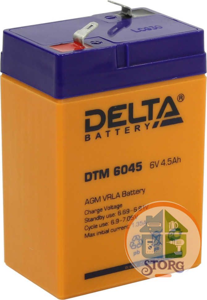 Аккумулятор DELTA  AGM-DTM 6045 6V 4,5A (70х47х107)