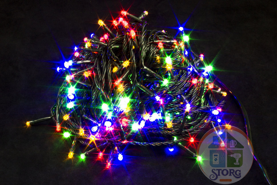 Гирлянда уличная неон мат рис S-Torg 200 LED 20м (разноцвет) черный провод