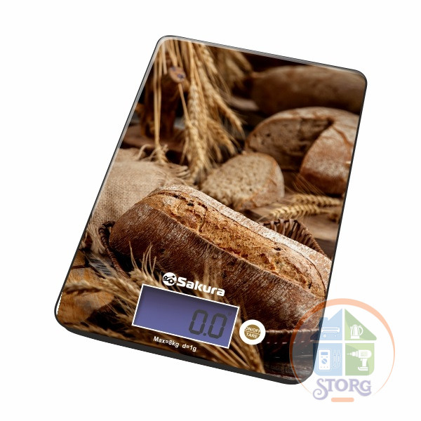 Весы кухонные SAKURA SA-6075BR "Хлеб", 8 кг, ЖК дисплей, тара, авт.откл Весы кухонные SAKURA SA-6075BR "Хлеб", 8 кг, ЖК дисплей, тара, авт.откл