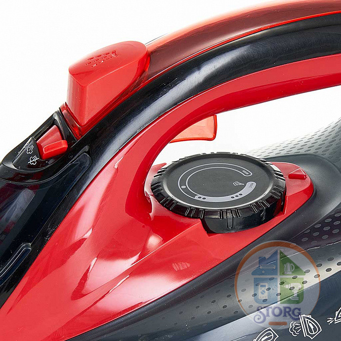 Утюг DELTA LUX DE-3000, черный с красным, 2000 Вт, КЕРАМИКА, САМООЧИСТКА,ПАРОВОЙ УДАР, 320мл(10)