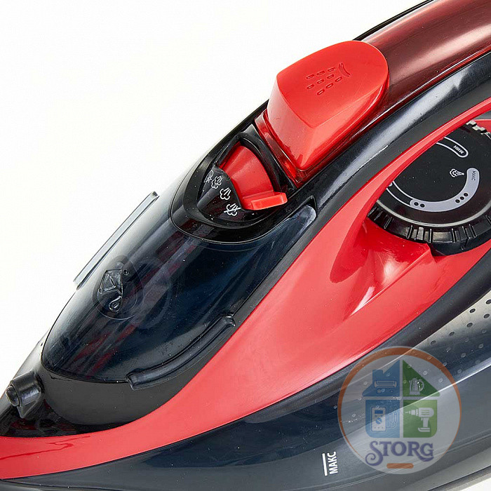 Утюг DELTA LUX DE-3000, черный с красным, 2000 Вт, КЕРАМИКА, САМООЧИСТКА,ПАРОВОЙ УДАР, 320мл(10)