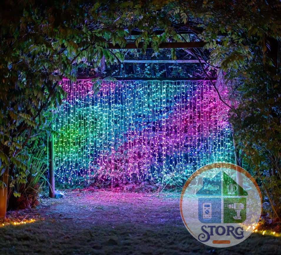 Гирлянда светодиодная уличная Шторка / Занавес S-TORG 3х2м LED (разноцветная) белый провод