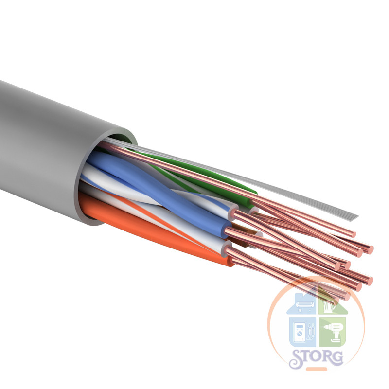 Кабель витая пара U/UTP, CAT 5e, ZH нг(А)-HF, 4PR, 24AWG, INDOOR, SOLID, серый, 305 м, REXANT LIGHT