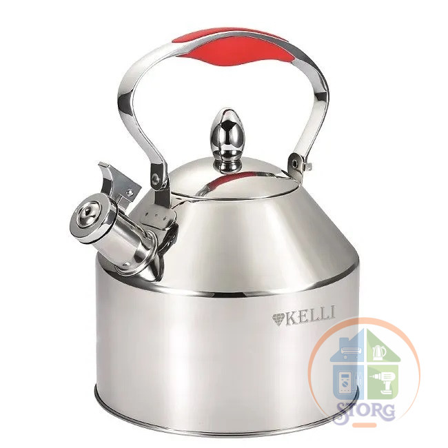 Чайник металлический на газ KELLI KL-4345, красный, 3.5л, всех видов плит