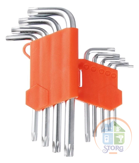 Набор ключей TORX-профиль 9 предметов ЕРМАК, T10 - T50, длина 95 - 220мм