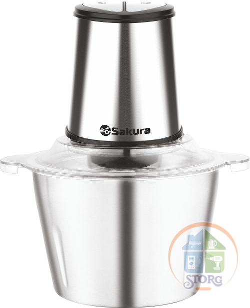АКЦИЯ! Измельчитель SAKURA SA-6246BS Чоппер, 600Вт, 2л, 2 двойн.ножа из нерж.стали