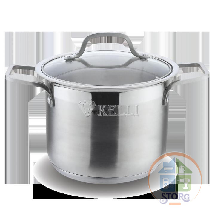 Кастрюля KELLI KL-4227 (Диаметр 27см; Объем 17.5л; 3-х слойное капсульное дно; Нержавеющая сталь)