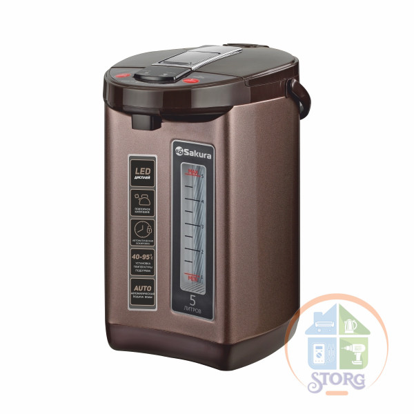 Термопот SAKURA SA-1365BR, 5,0л, LED сенс, 6 темп, повт.кипяч. автоблок. подсветка Термопот SAKURA SA-1365BR, 5,0л, LED сенс, 6 темп, повт.кипяч. автоблок. подсветка