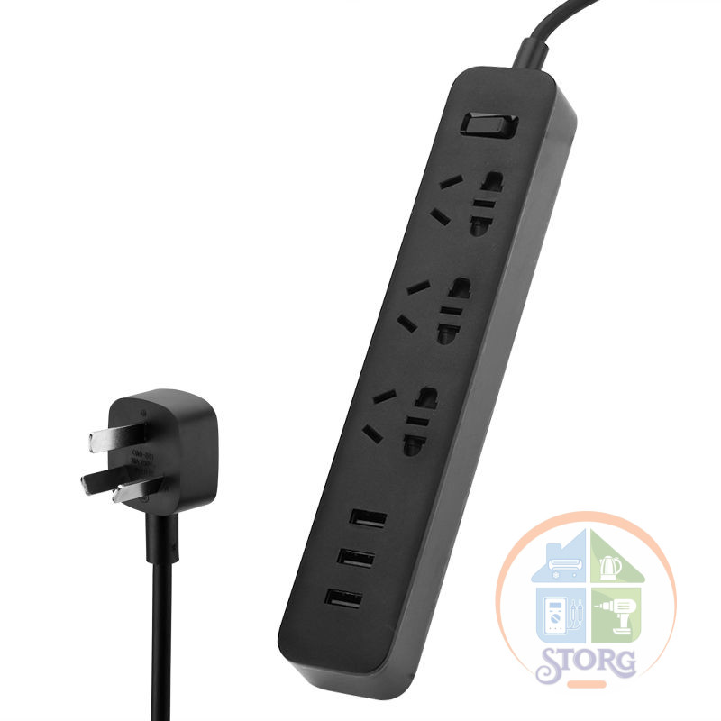Сетевой фильтр Xiaomi Mi Power Strip 3 Sockets / 3 USB Ports, чёрный 1.8 м