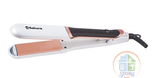 Выпрямитель для волос SAKURA SA-4527W Premium, розовый/белый, 50Вт, керам.пластины, 5 реж LED