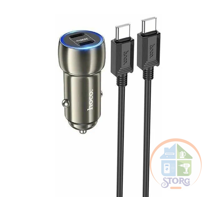 АЗУ Hoco Z48 PD40W + кабель Type-c на Type-c metal gray