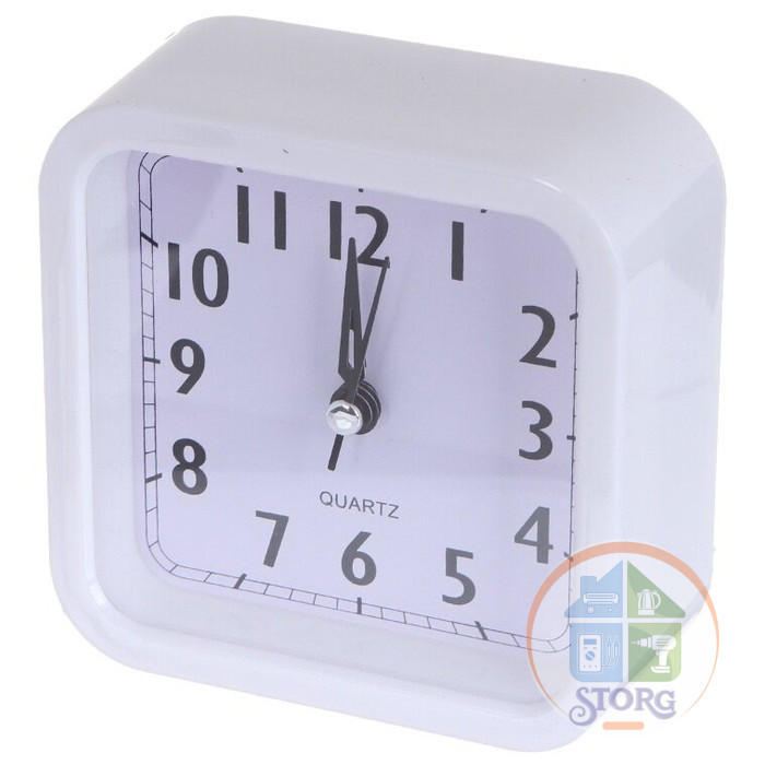 Часы-будильник Perfeo Quartz "PF-TC-019", квадратные 10*10 см, белые