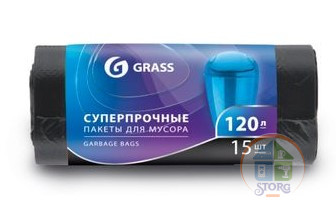 Пакеты для мусора GRASS PP-0024, 120л, 15шт в рулоне Пакеты для мусора GRASS PP-0024, 120л, 15шт в рулоне