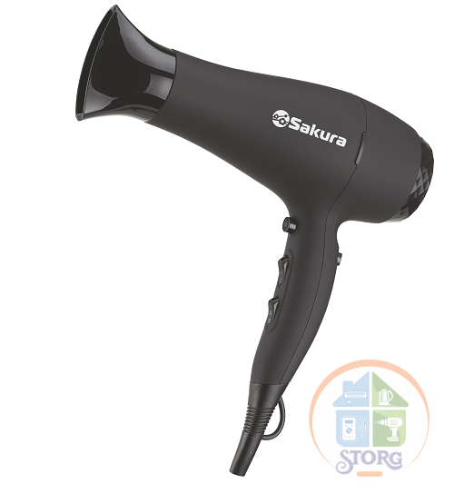 Фен для волос SAKURA SA-4041BK Premium, 2200-2400Вт, 3 темп. нагрева, ионизация, покрытие Soft Touch Фен для волос SAKURA SA-4041BK Premium, 2200-2400Вт, 3 темп. нагрева, ионизация, покрытие Soft Touch
