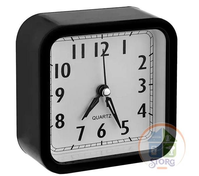 Часы-будильник Perfeo Quartz "PF-TC-019", квадратные 10*10 см, чёрные