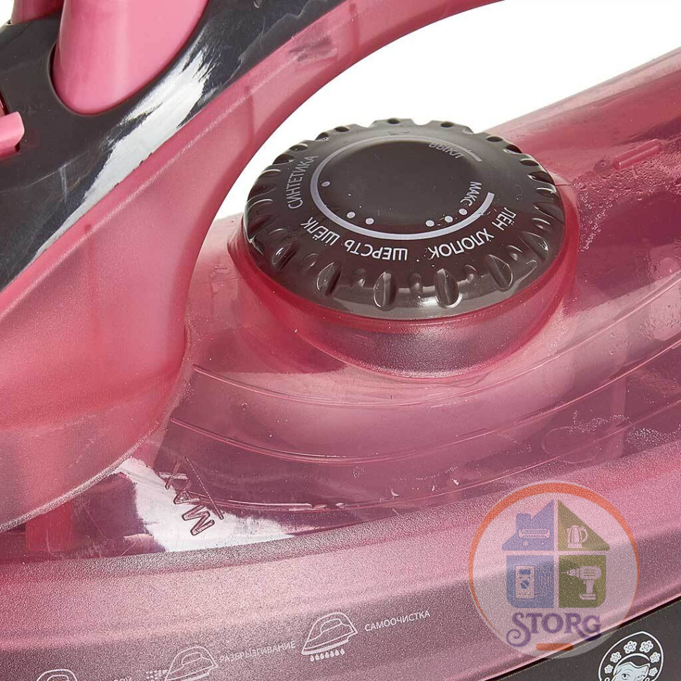 Утюг ВАСИЛИСА ВА-2001,розовый/корич., 2200Вт, антипригарное покрытие, самоочистка, паровой удар (10)