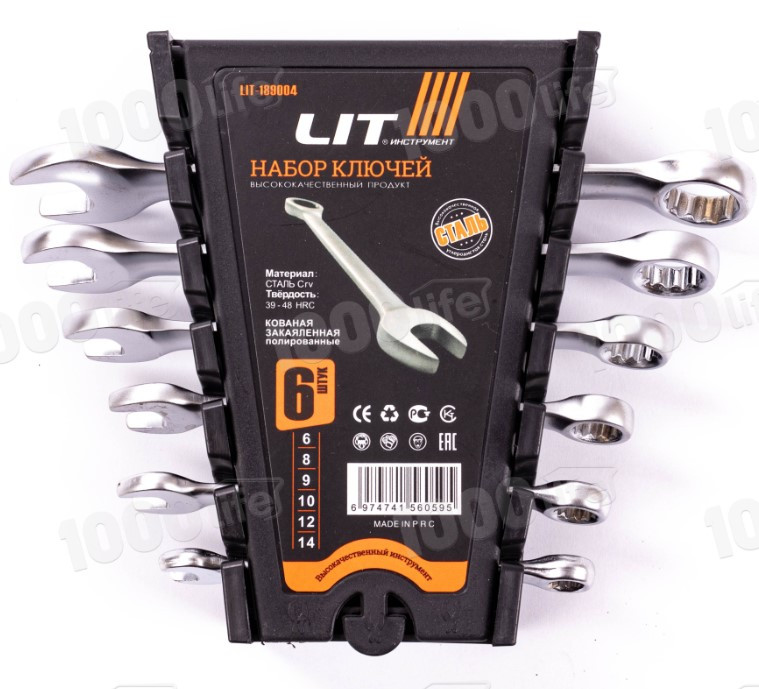 Набор ключей рожково-накидные 6-14мм 6pcs LIT