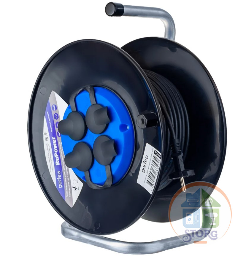 Удлинитель силовой на катушке PERFEO "RU POWER" без заземления 30м 4гн 16А ПВС 2х1,5 IP44 (РБК16).