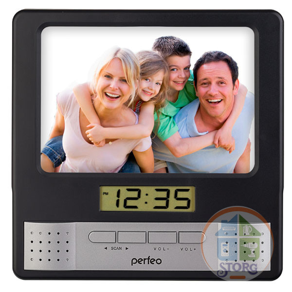 Часы-радио-фоторамка Perfeo "Foto", чёрный, (PF-S6005)