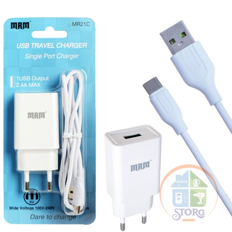 СЗУ MRM MR21t 5V2,1A 1USB + кабель Type-C 1,2mm Black