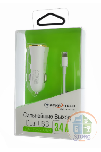АЗУ Afka-Tech AC28 1USB 5V/1A + кабель Lightning 1m