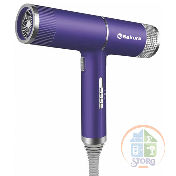 Фен для волос SAKURA SA-4051V, 1600Вт, 3 режима холодной сушки, LED подсветка
