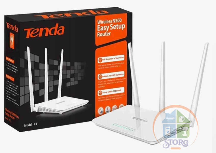 Wi-Fi Роутер TENDA F3 , 300 Mbps at 2.4 GHz, 802.11b/g/n, 1 port WAN 10/100 Mbps + 3 ports LAN 10/10