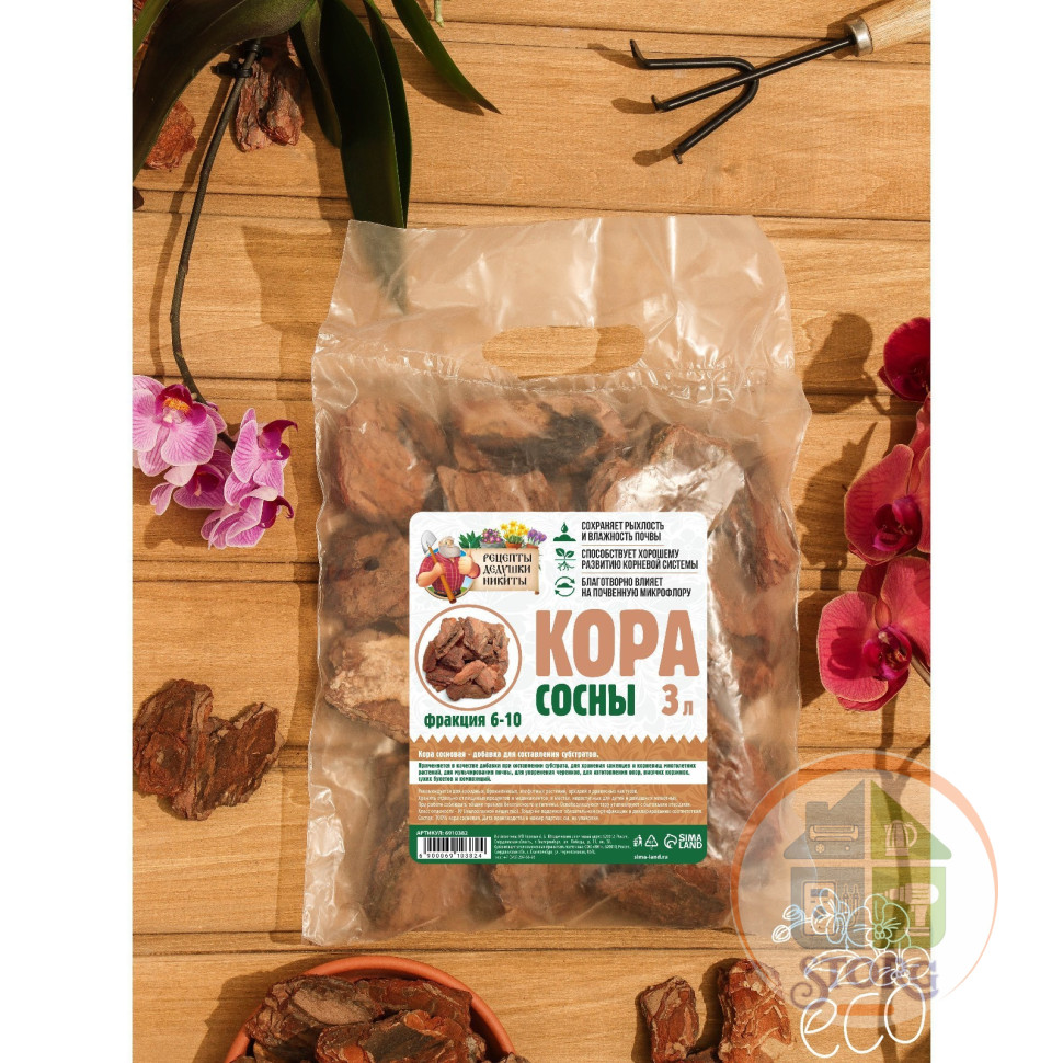 Кора сосны "Рецепты Дедушки Никиты", фр 6-10, 3 л 6910382