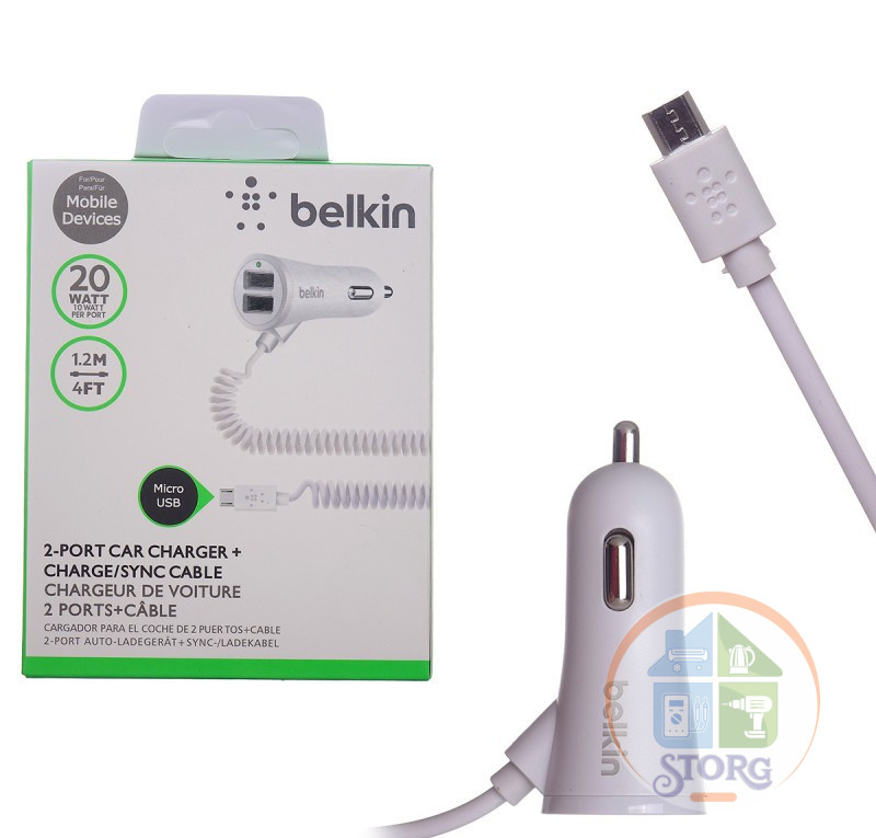 АЗУ Belkin 20W 5V/2,1A 2USB + кабель Micro 1,2m VITOI (White)