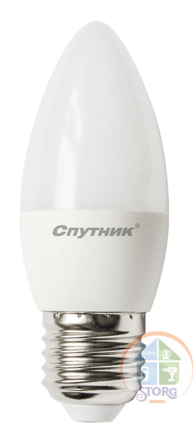 Cветодиодная лампа Свеча LED C37 12W/6000K/E27, Спутник, естественный белый
