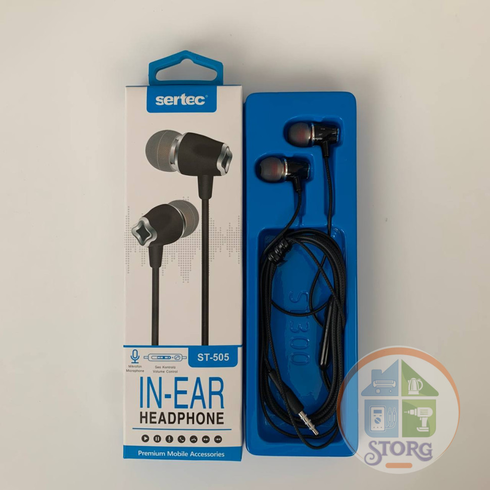 Вакуумные внутриканальные наушники SerteC ST-505 с микрофоном (black)