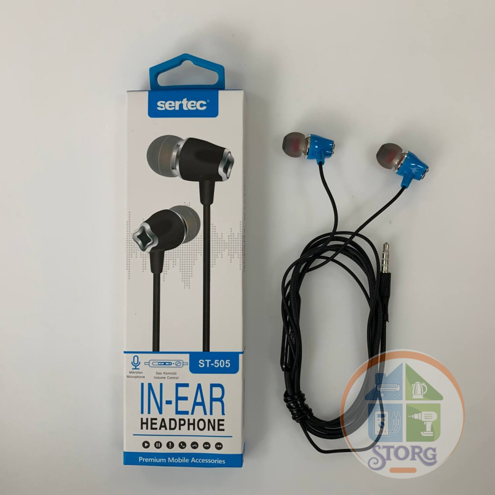 Вакуумные внутриканальные наушники SerteC ST-505 с микрофоном (blue)