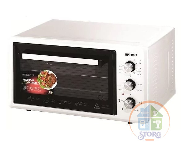 Духовой шкаф OPTIMA OFC-75W (Белый; Объем 75л; Мощность 1650Вт; Конвекция; Таймер; Лампа;2 противня)