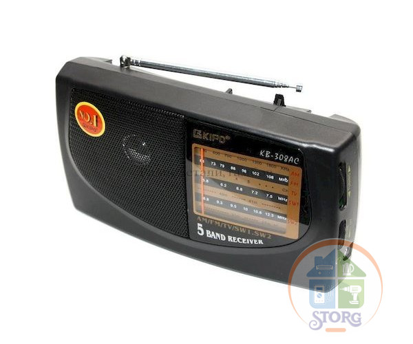 Радиоприемник KIPO-HAIRUN KB-308 ORIGINAL NEW, 198х110х59мм, FM, УКВ, СВ, КВ, от сети и бат.R20, AUX