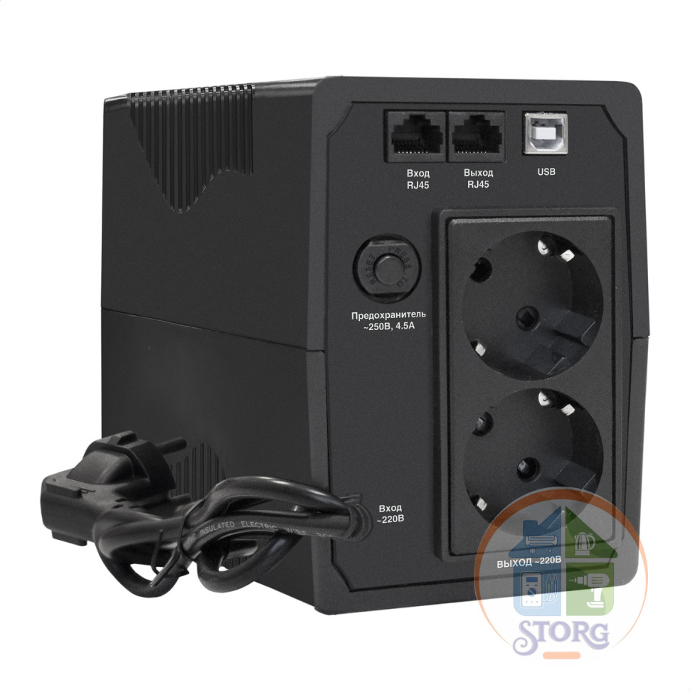 Источник бесперебойного питания ExeGate SpecialPro Smart LLB-1000.LCD.AVR.2SH.RJ.USB (1000VA/550W, 12 мес.гарантия)