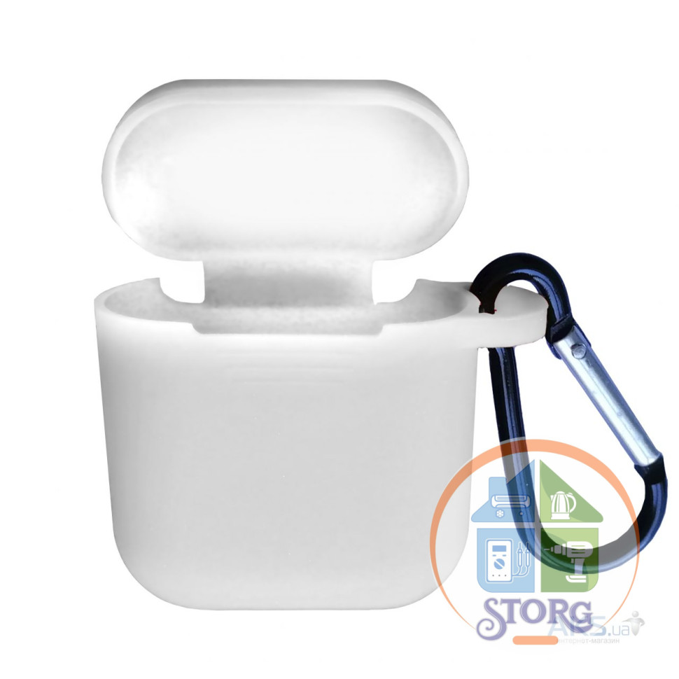 Чехол для AIPODS 1 силиконовый белый с карабином