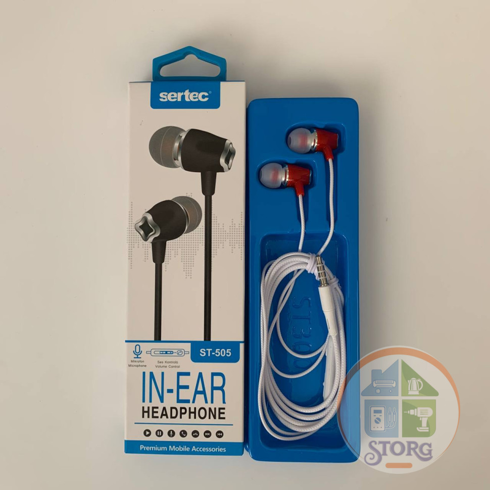 Вакуумные внутриканальные наушники SerteC ST-505 с микрофоном (red)